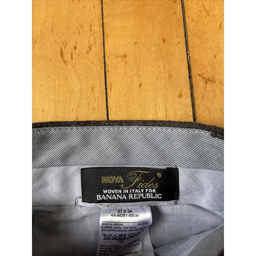Banana Republic Emerson Pants Mens 31x34 Gray Straight Fit Nova Fides Wool Blend